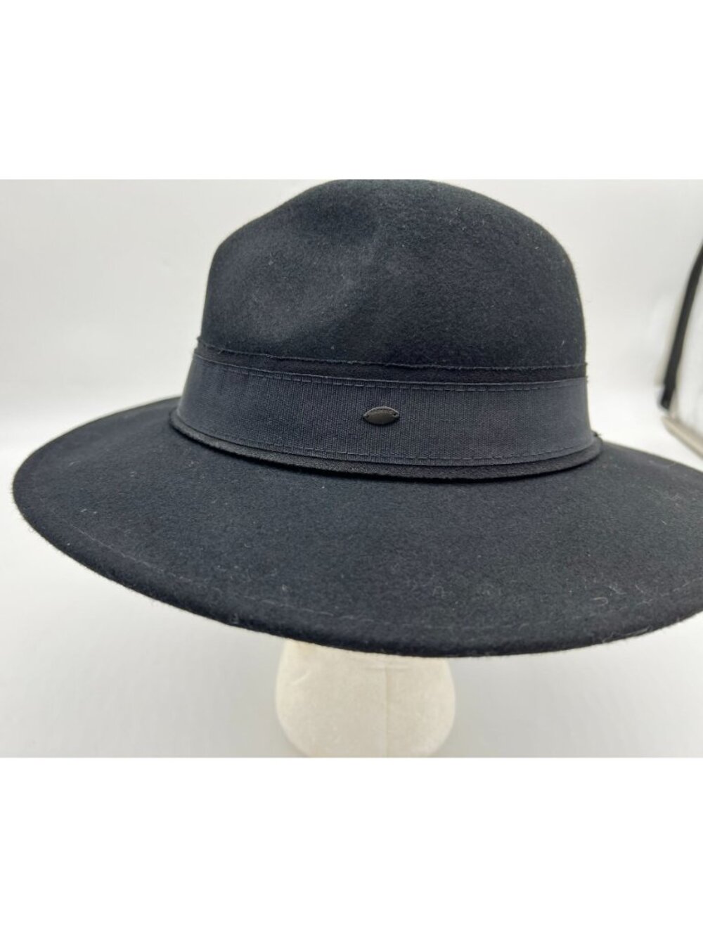 Black Womens Fedora Hat Black Ribbon Band 1990s Retro Classic Wide Brim - Picture 5 of 8